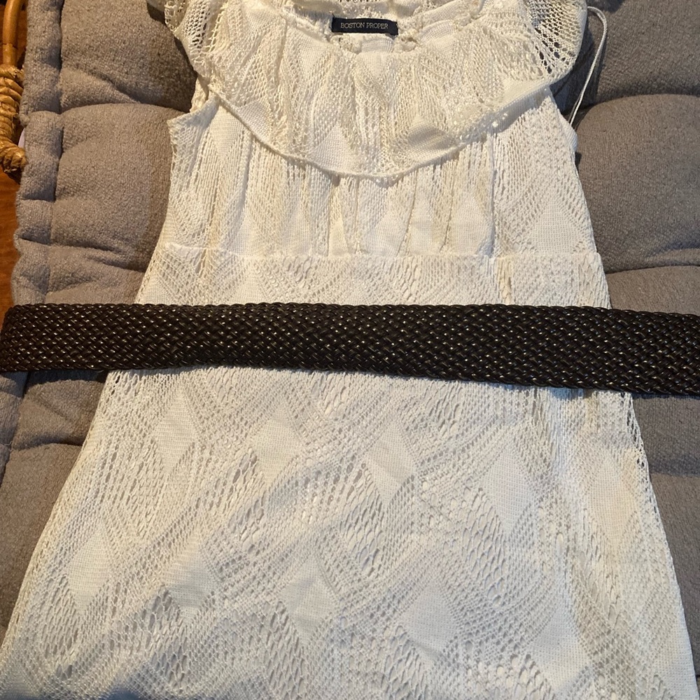 Boston Proper White Pleated Maxi Dress with Cowl Neck